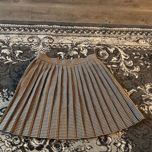 Sandy Liang Checkered A-Line Skirt in Black, Brown, and White